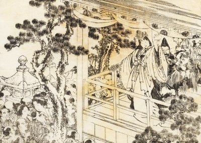 A Scene of a Shinto Shrine Dance by Katsushika Hokusai